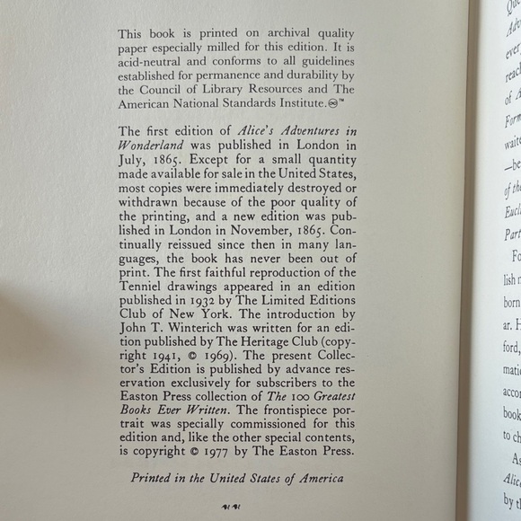 Leather Bound Alice's Adventures in Wonderland Book EXCELLENT CONDITION (1977) - Picture 12 of 12